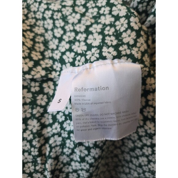 Reformation Green Floral Wrap Mini Dress Size Small Tie Sleeve V-Neck - Picture 6 of 8